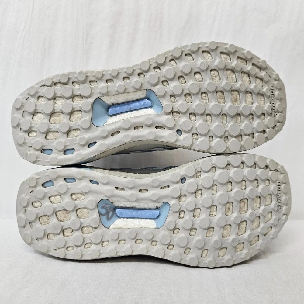 Adidas Ultraboost 1.0 Running Shoes JH9211 Grey White Glow Blue Womens Size 7.5